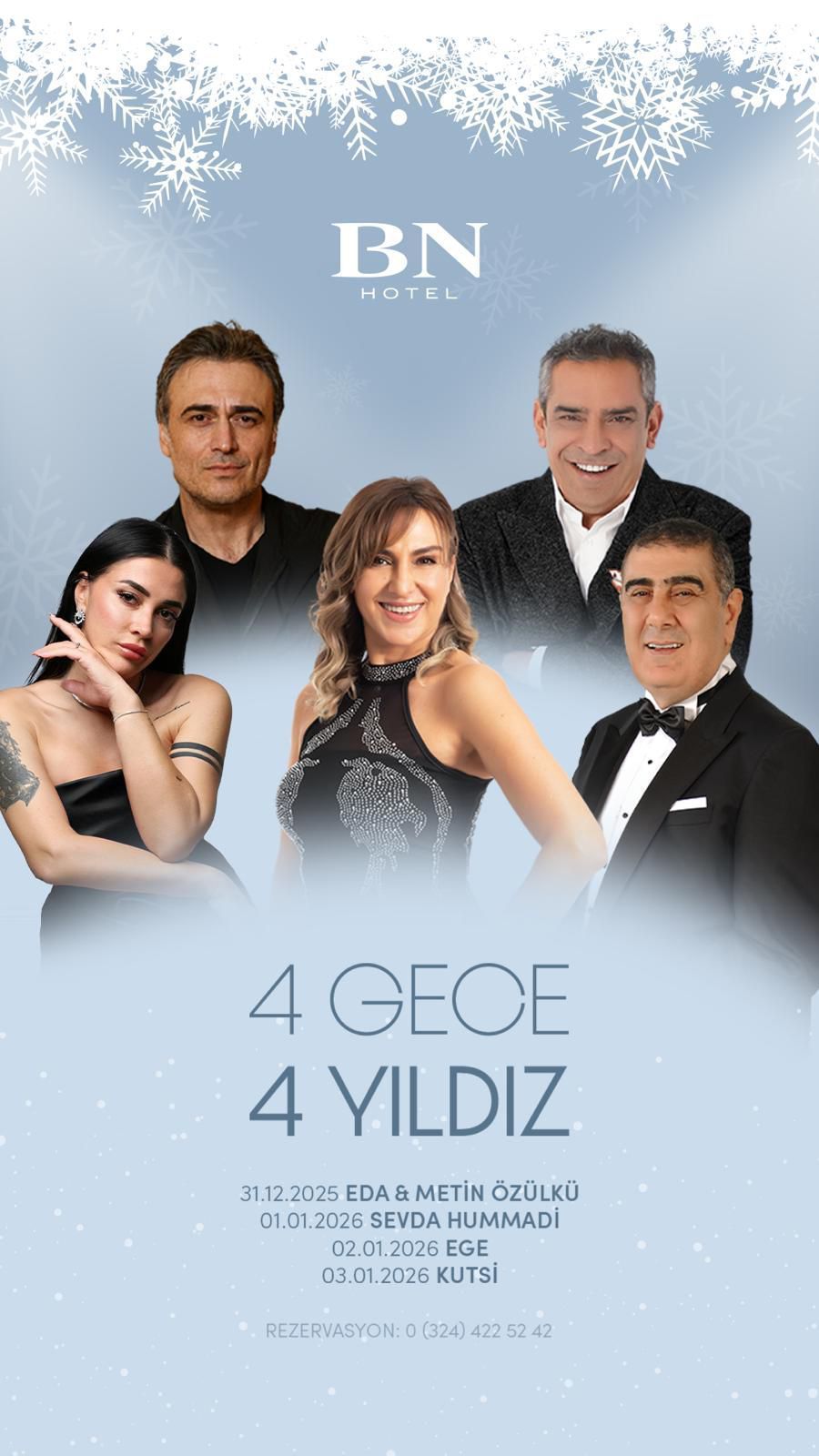 BN Hotel’den 2026’yı 4 günde 4 konserle karşılayacak özel yeni yıl programı!