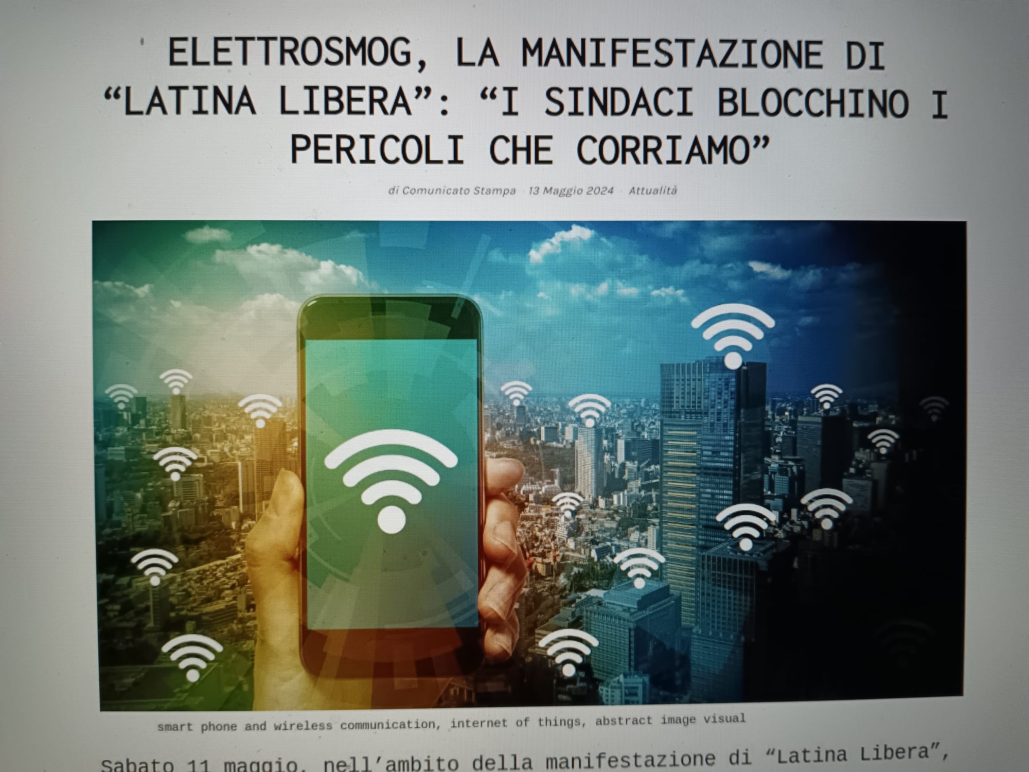 ELETTROSMOG, LA MANIFESTAZIONE DI "LATINA LIBERA": "I SINDACI BLOCCHINO I PERICOLI CHE CORRIAMO"