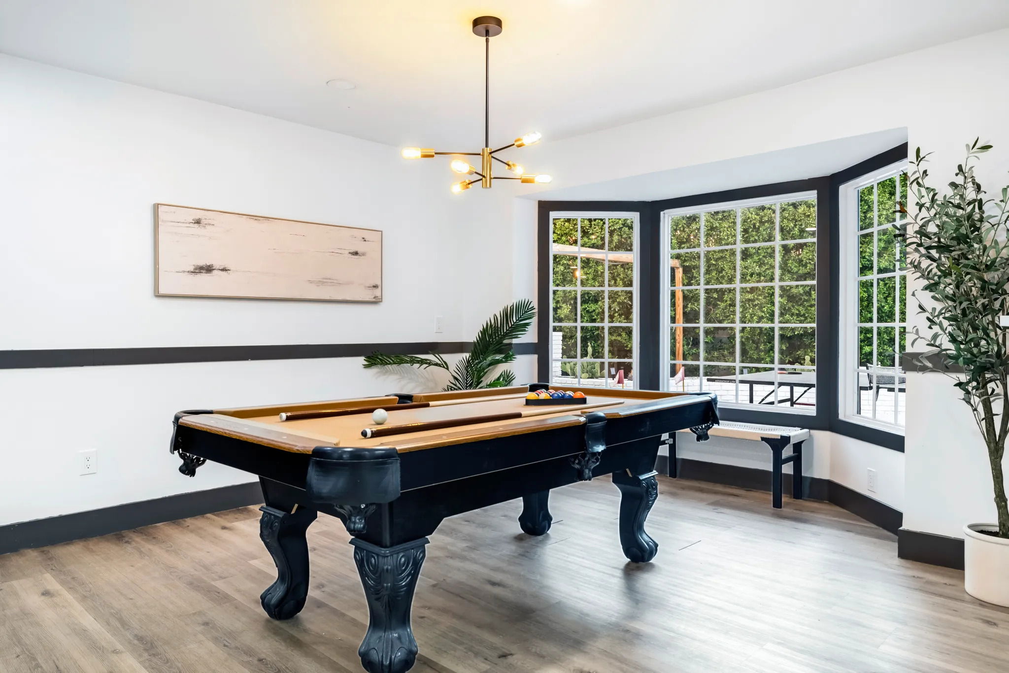 One of the recreational areas showcasing a large fine pool table at Embers Recovery home, Phoenix, AZ.