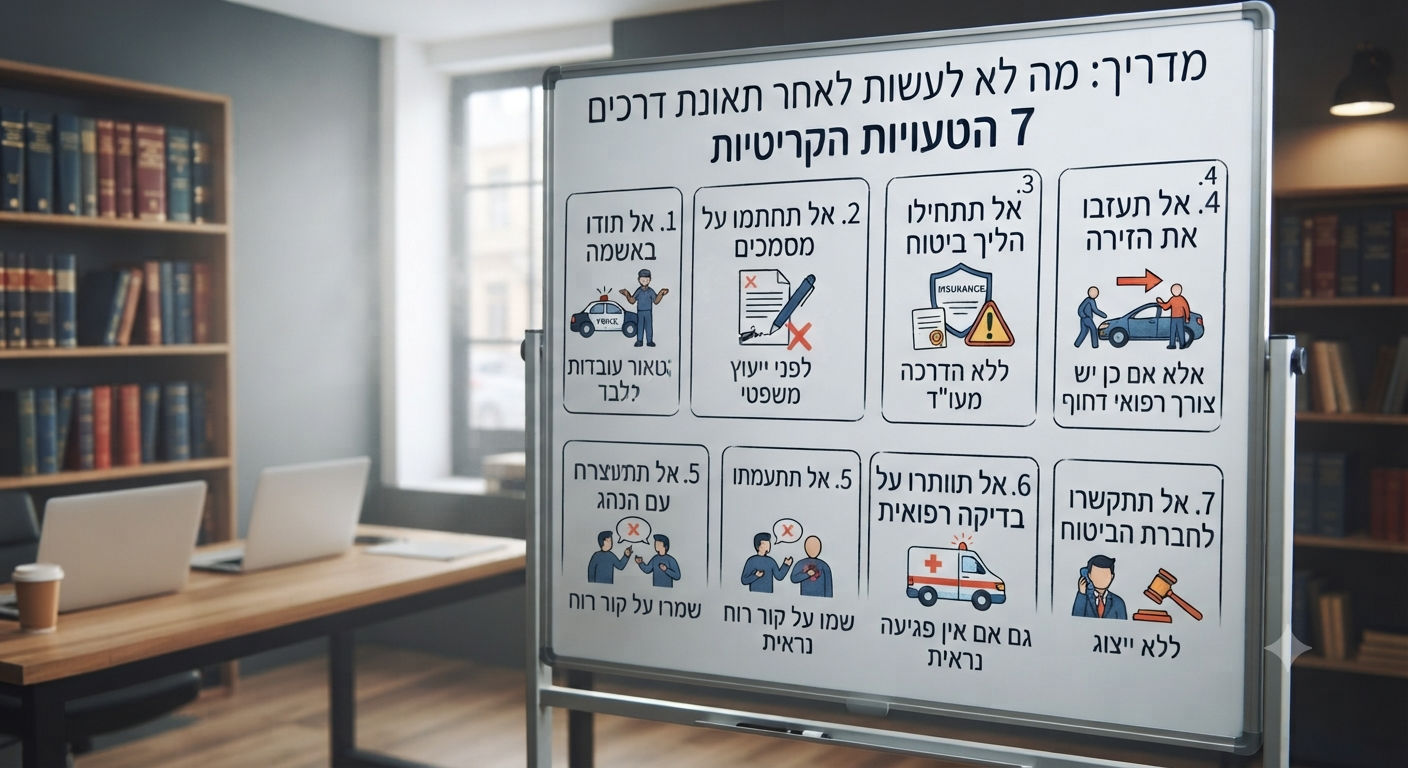 מה אסור לעשות לאחר תאונת דרכים? 7 טעויות שכדאי להימנע מהן