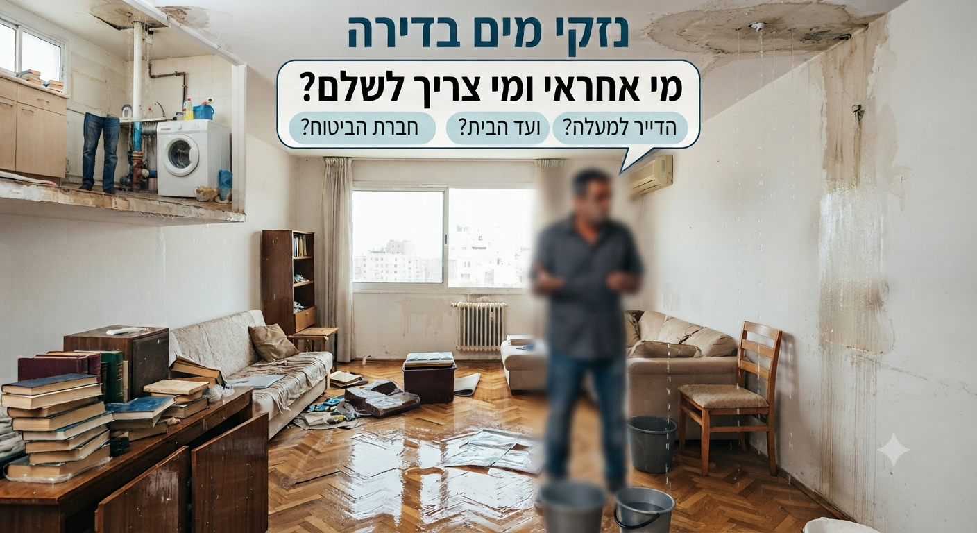נזקי מים בדירה – מי אחראי ומי צריך לשלם? | עורך דין נזקי רכוש