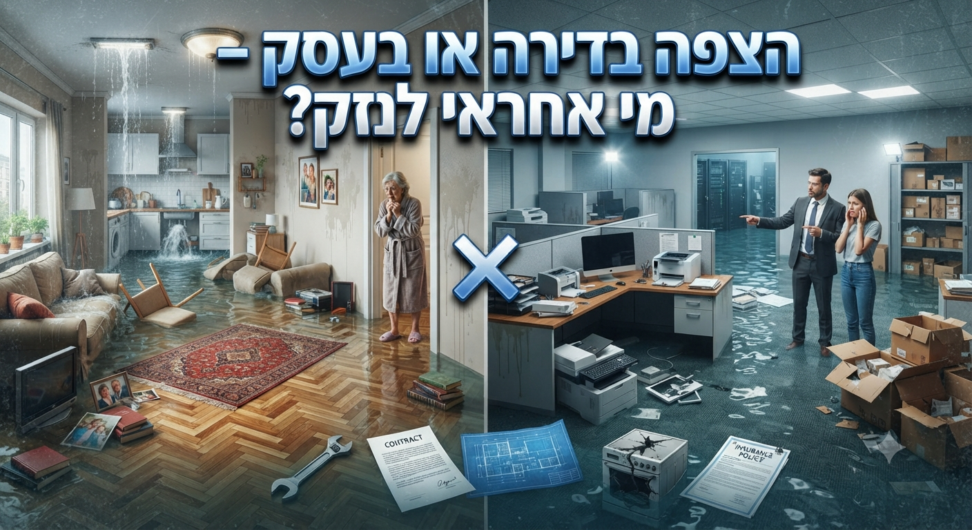 הצפה בדירה או בעסק – מי אחראי לנזק? | עורך דין נזקי רכוש