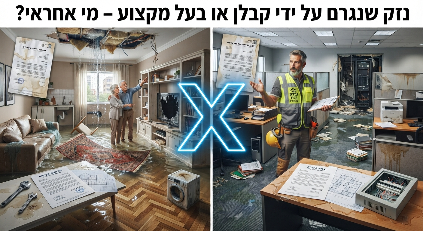 נזק שנגרם על ידי קבלן או בעל מקצוע – מי אחראי? | עורך דין נזקי רכוש