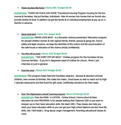 Additional programs