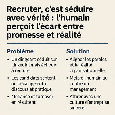 Recruter, c’est séduire avec vérité : l’humain perçoit l’écart entre promesse et réalité
