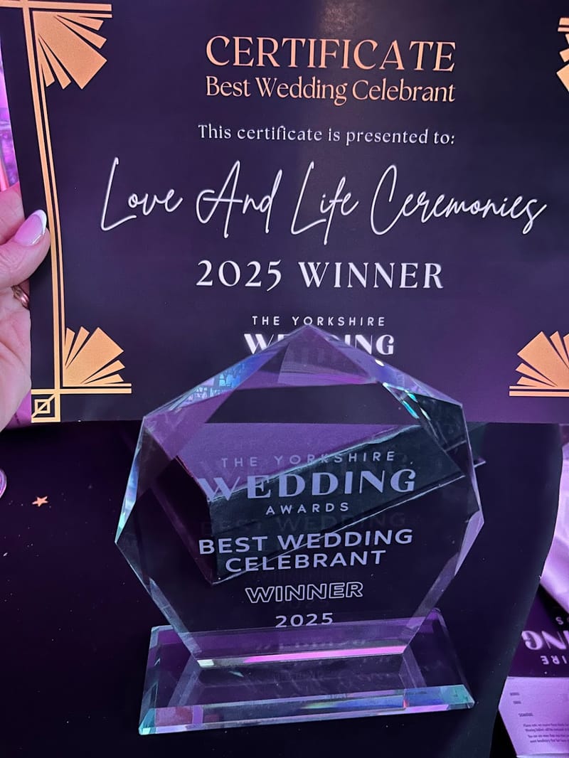 I Won! Best Wedding Celebrant –Yorkshire Wedding Awards 2025