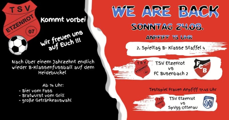 1. Mannschaft: B-Klassenrückkehr startet mit Waldbronner Derby / Stadionheft "Heidebuckel-News" hier online lesen