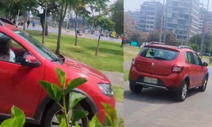 Captan a conductoras cruzando Parque La Carolina en Quito y ponen en riesgo a peatones