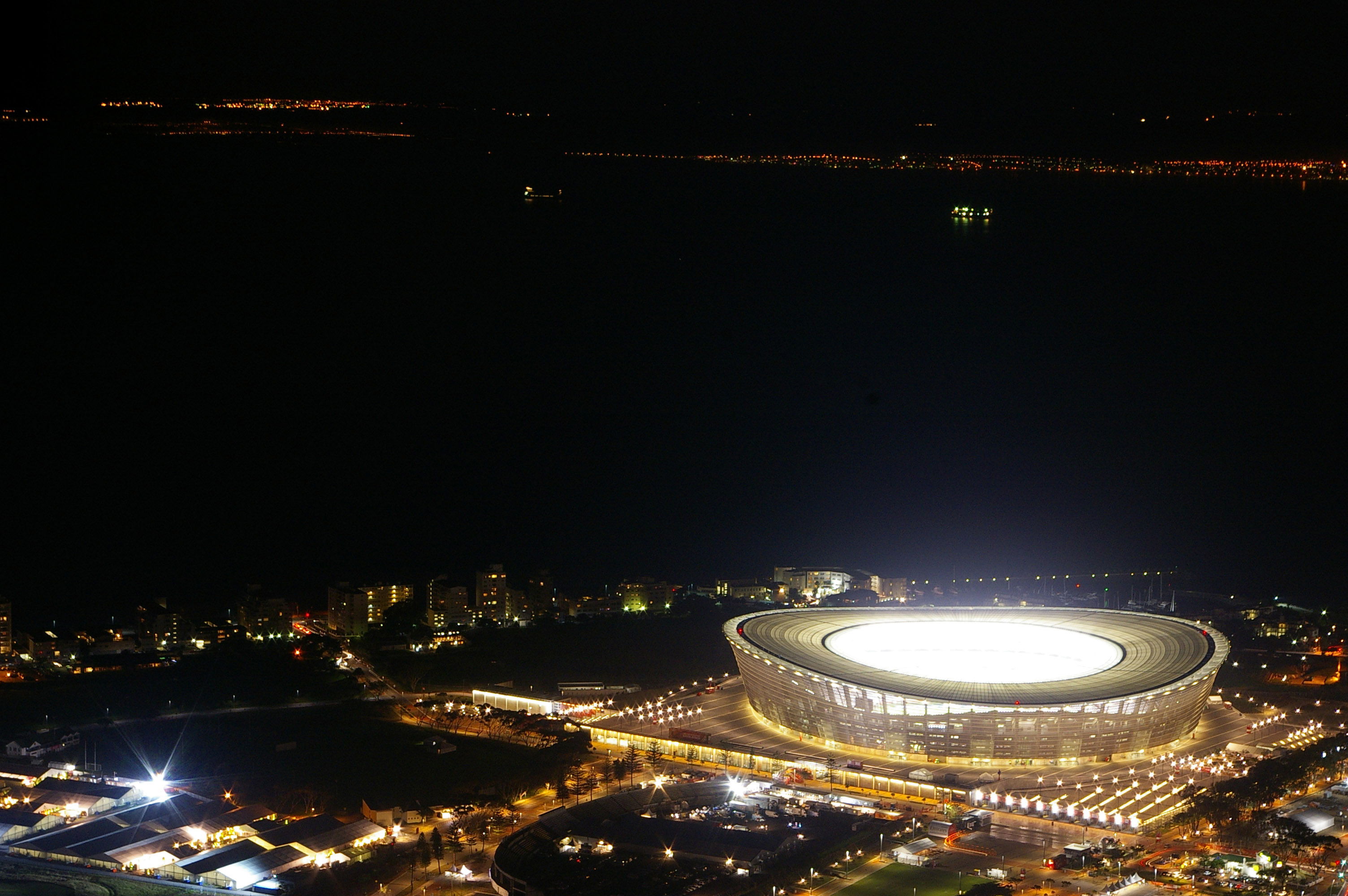 Stunning night image of the Cape Town Football Stadium. 