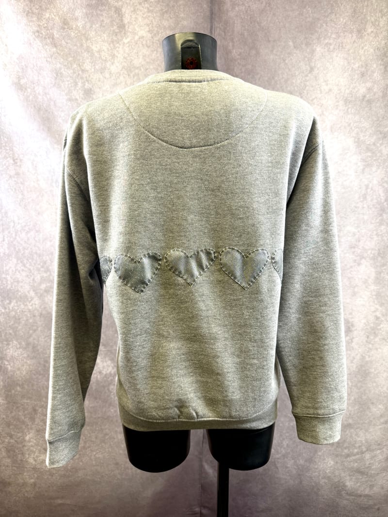 Felpa Giro Cuori — Grigio Mélange