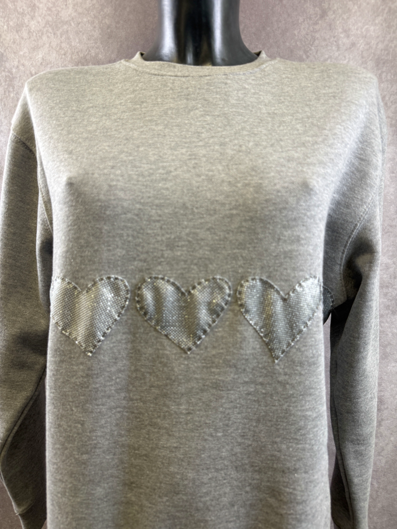 Felpa Giro Cuori — Grigio Mélange — foto 4