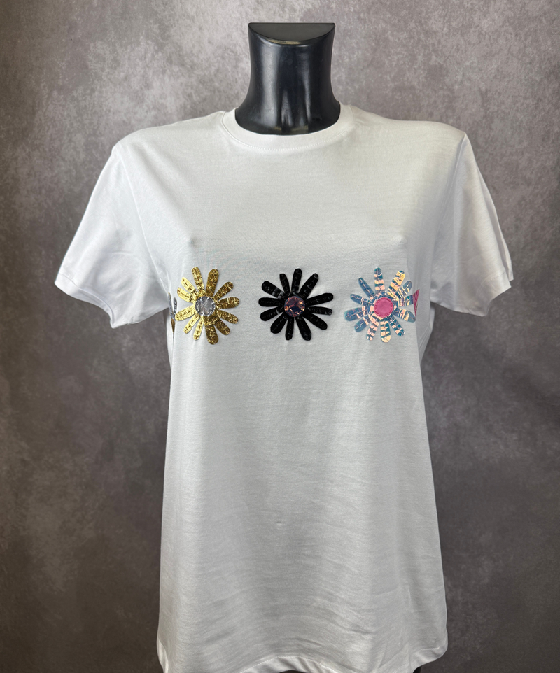 T-Shirt Fiorellini — Bianco