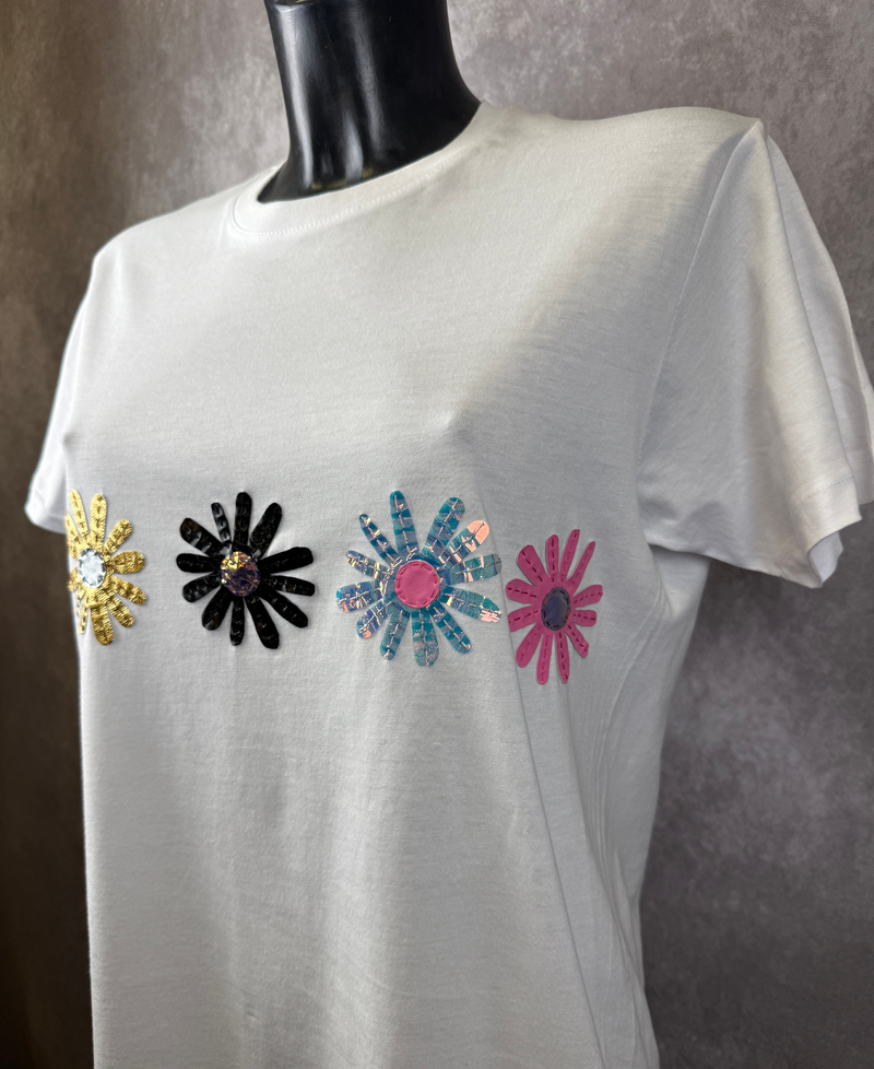 T-Shirt Fiorellini — Bianco — foto 3