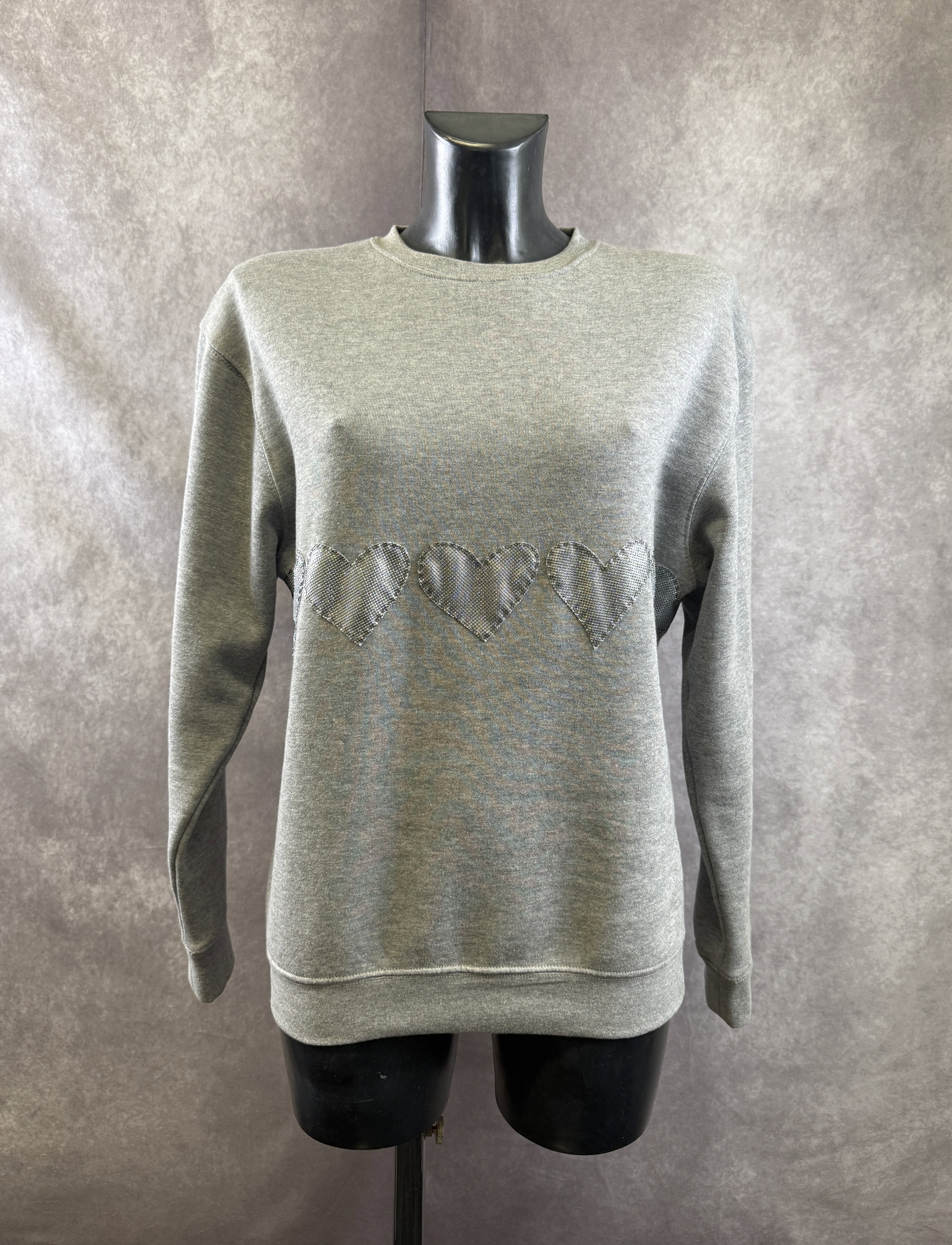 Felpa Giro Cuori — Grigio Mélange — foto 3