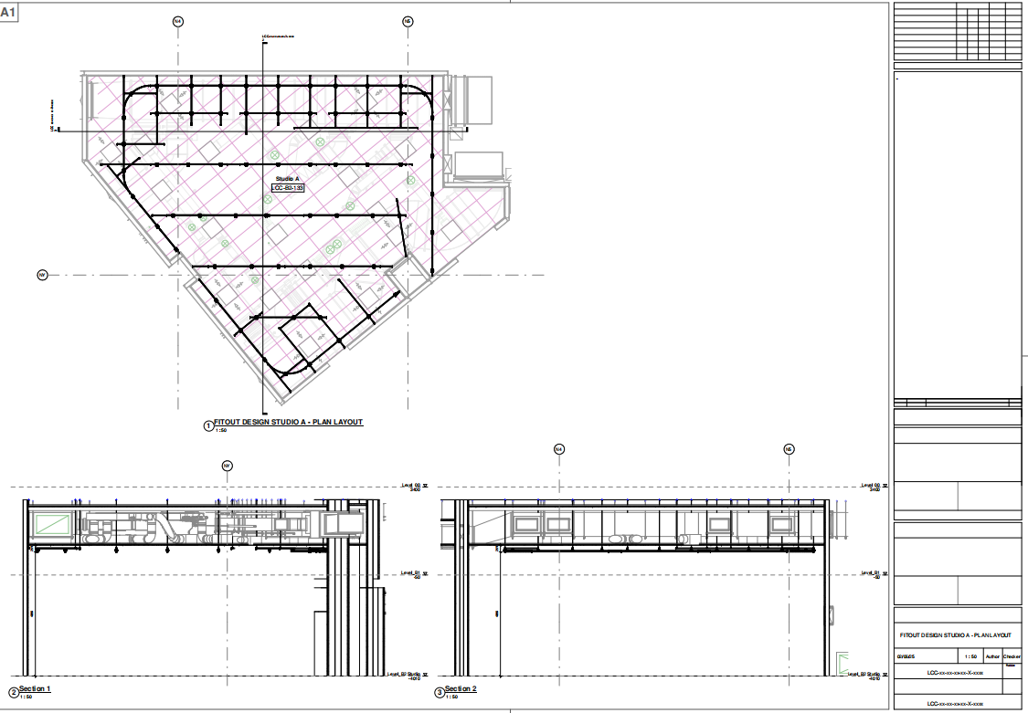 FITOUT DESIGN STUDIO A PLAN & SECTION
