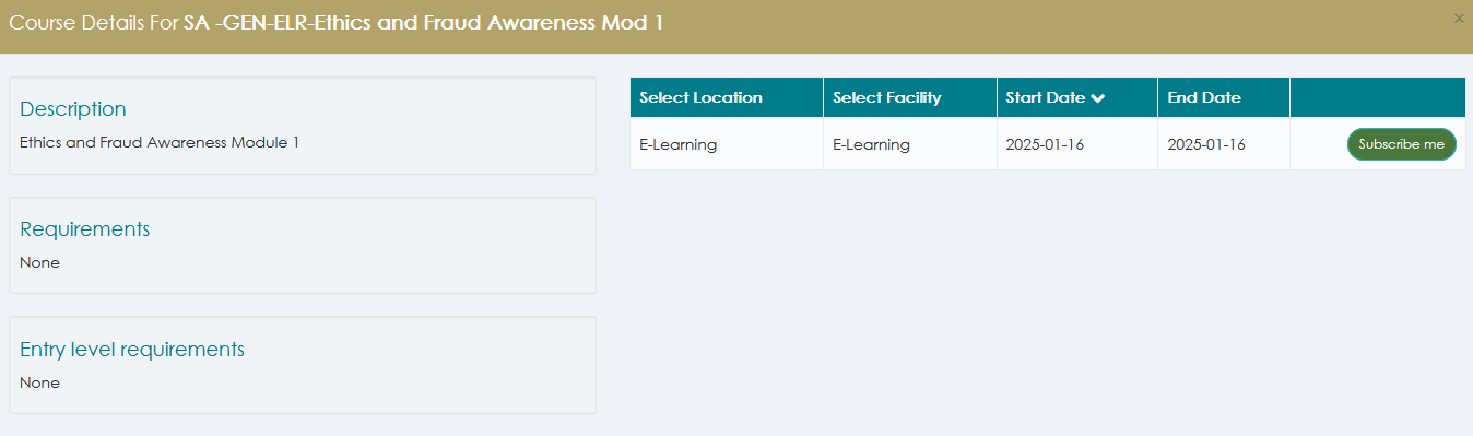 Learners will be able to view courses open for self subscription and will be allowed to self-subscribe