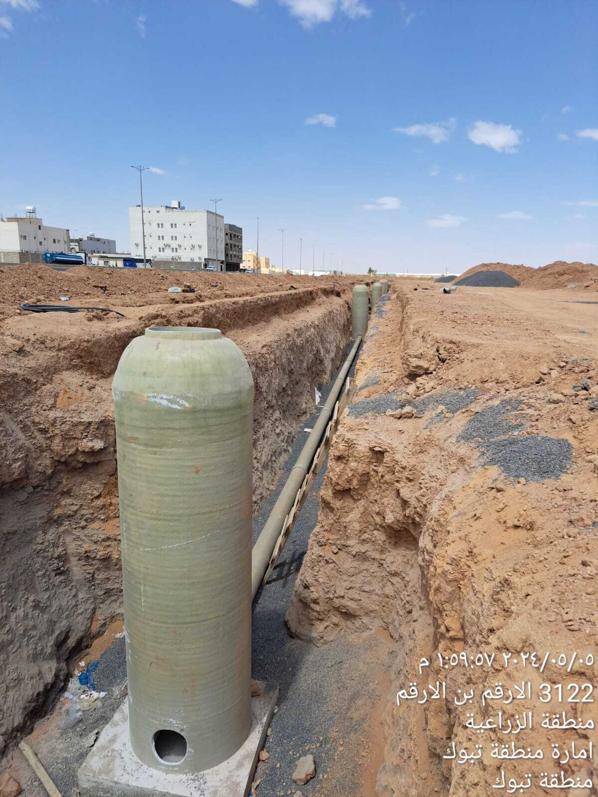 تنفيذ شبكة الصرف الصحي بمخطط الغد مدينة تبوك 