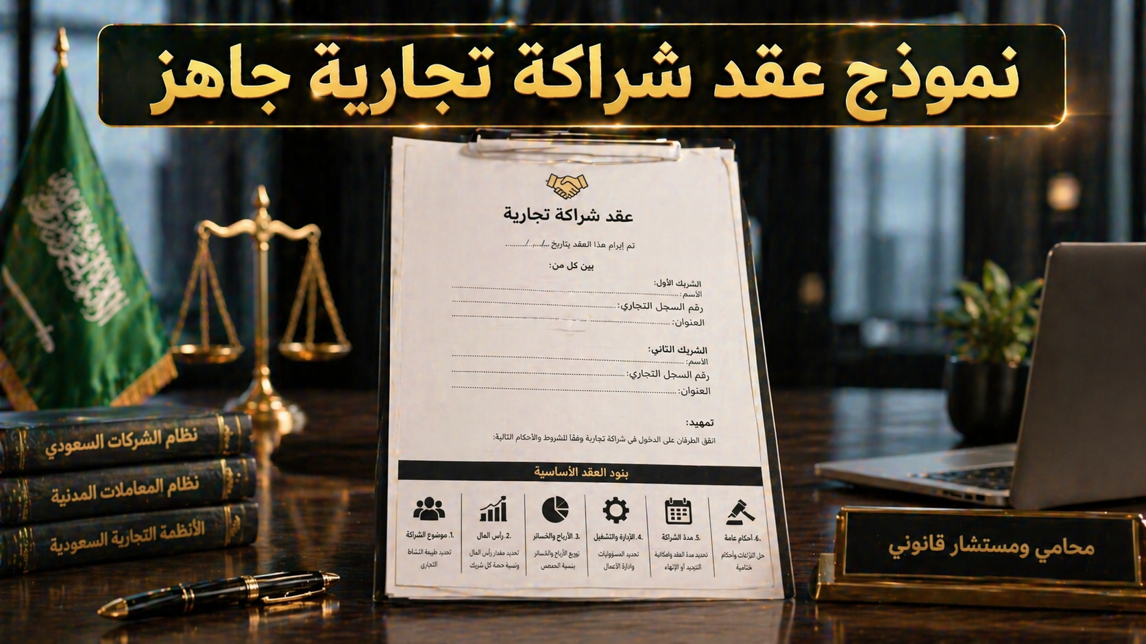 نموذج عقد شراكة تجارية جاهز بصيغة قانونية واضحة