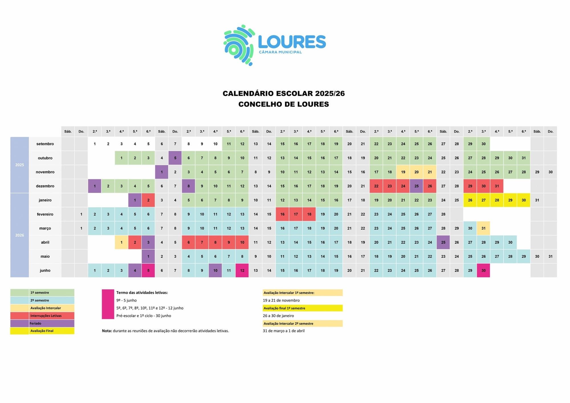 Calendário Escolar 2025/26