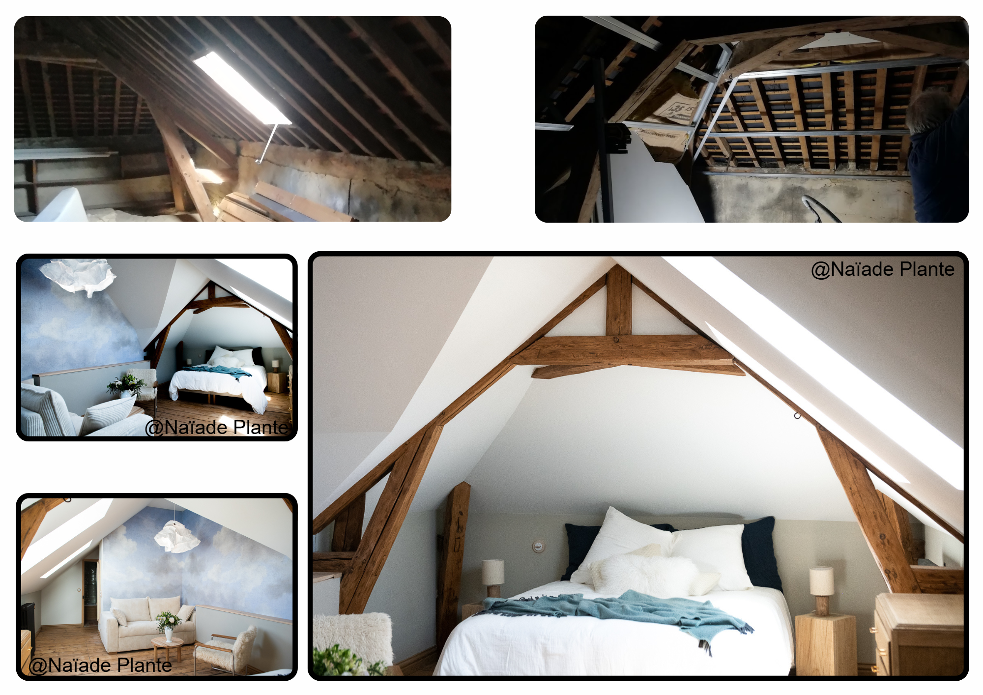 Rénovation complète de combles avec poutres apparentes