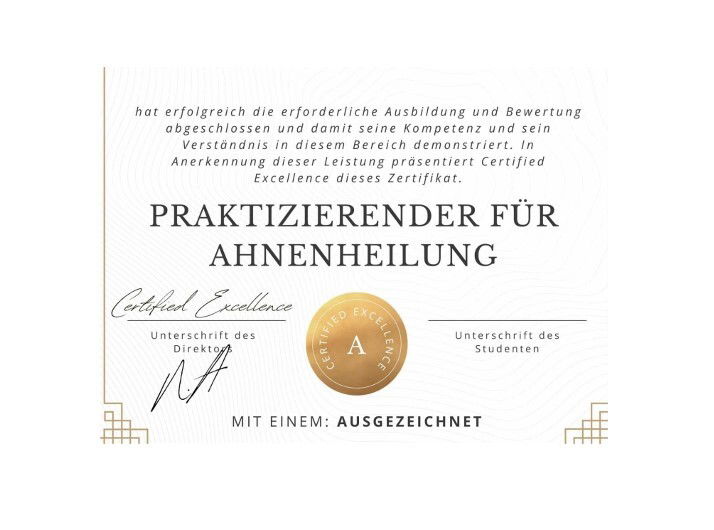 Zert. Praktizierender für Ahnenheilung