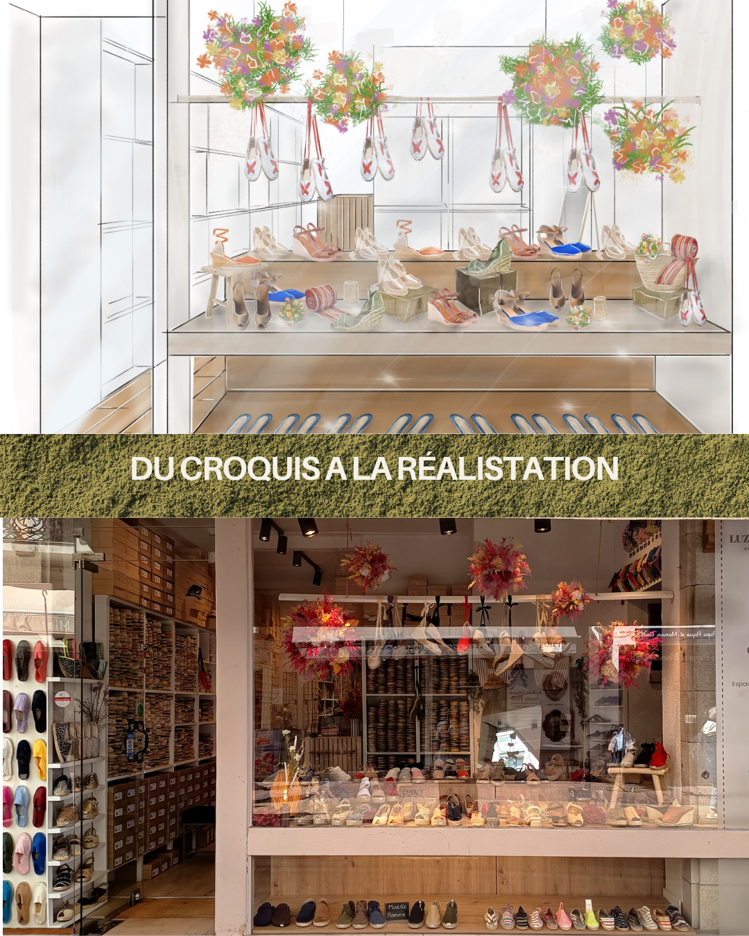 Aménagement et décoration de la boutique Luz Espadrille à Saint-Jean-de-Luz