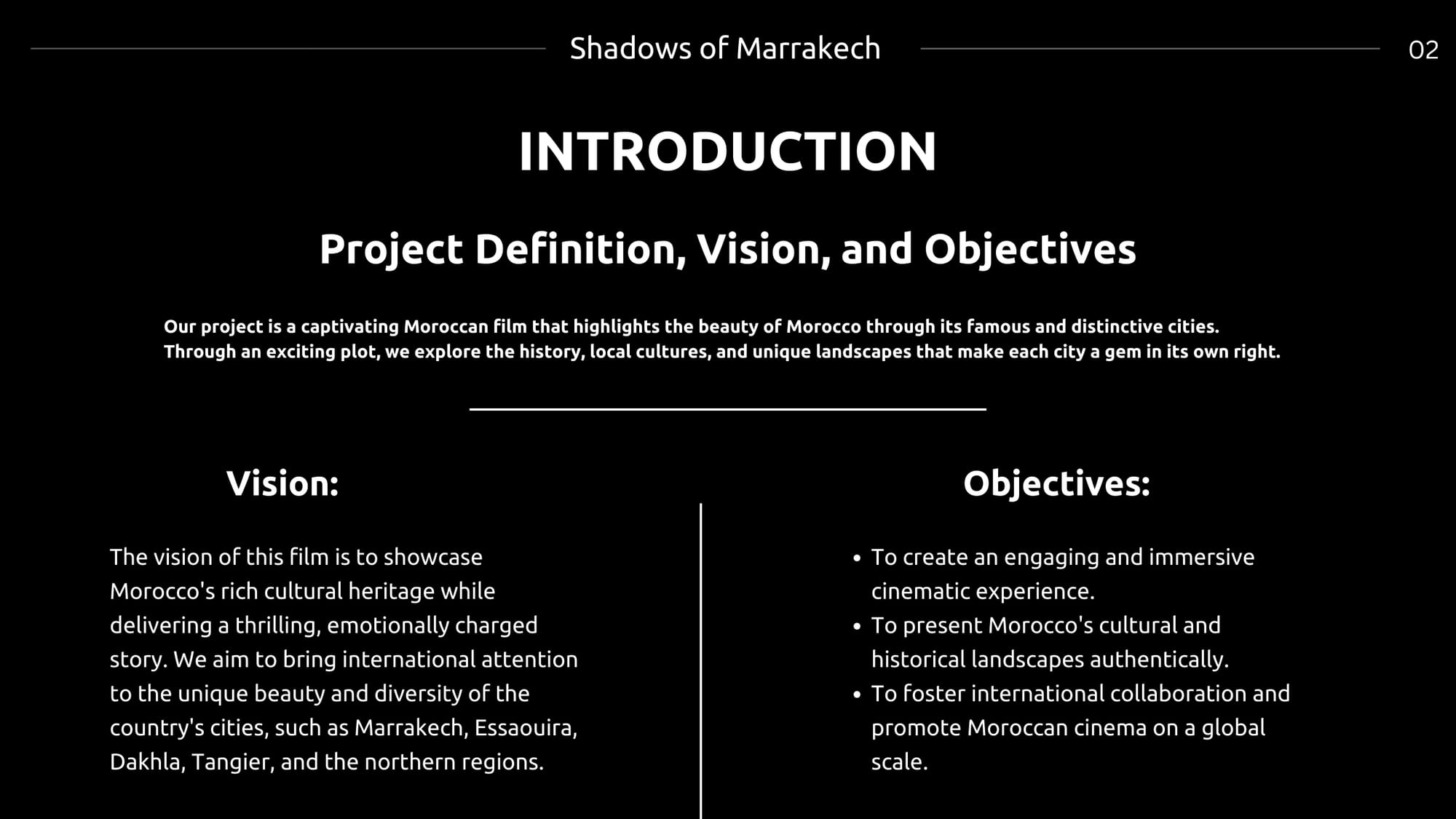 Shadows of Marrakech - Pitch deck