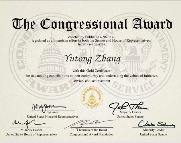 The Congressional Award - Gold Certificate(2025)