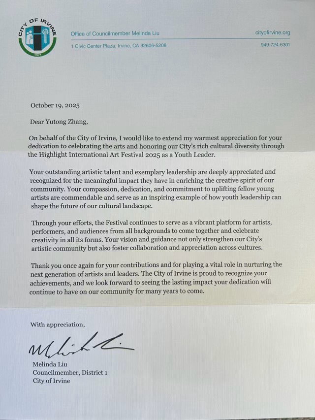 City of Irvine Cultural Recognition (2025)