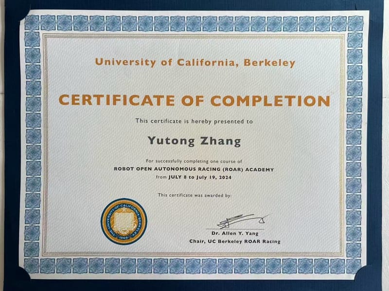 UC Berkeley ROAR Academy Certificate of Completion (2024)