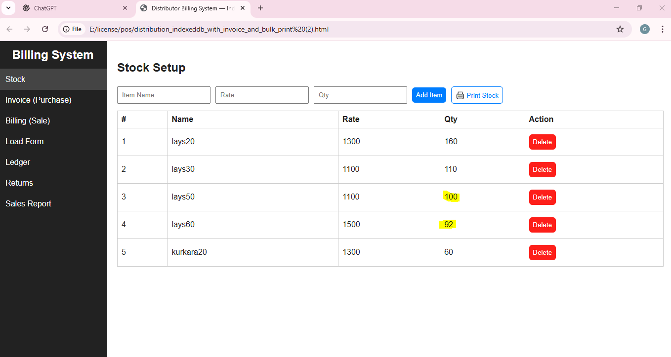 Sales Billing (Shop/Area-wise)