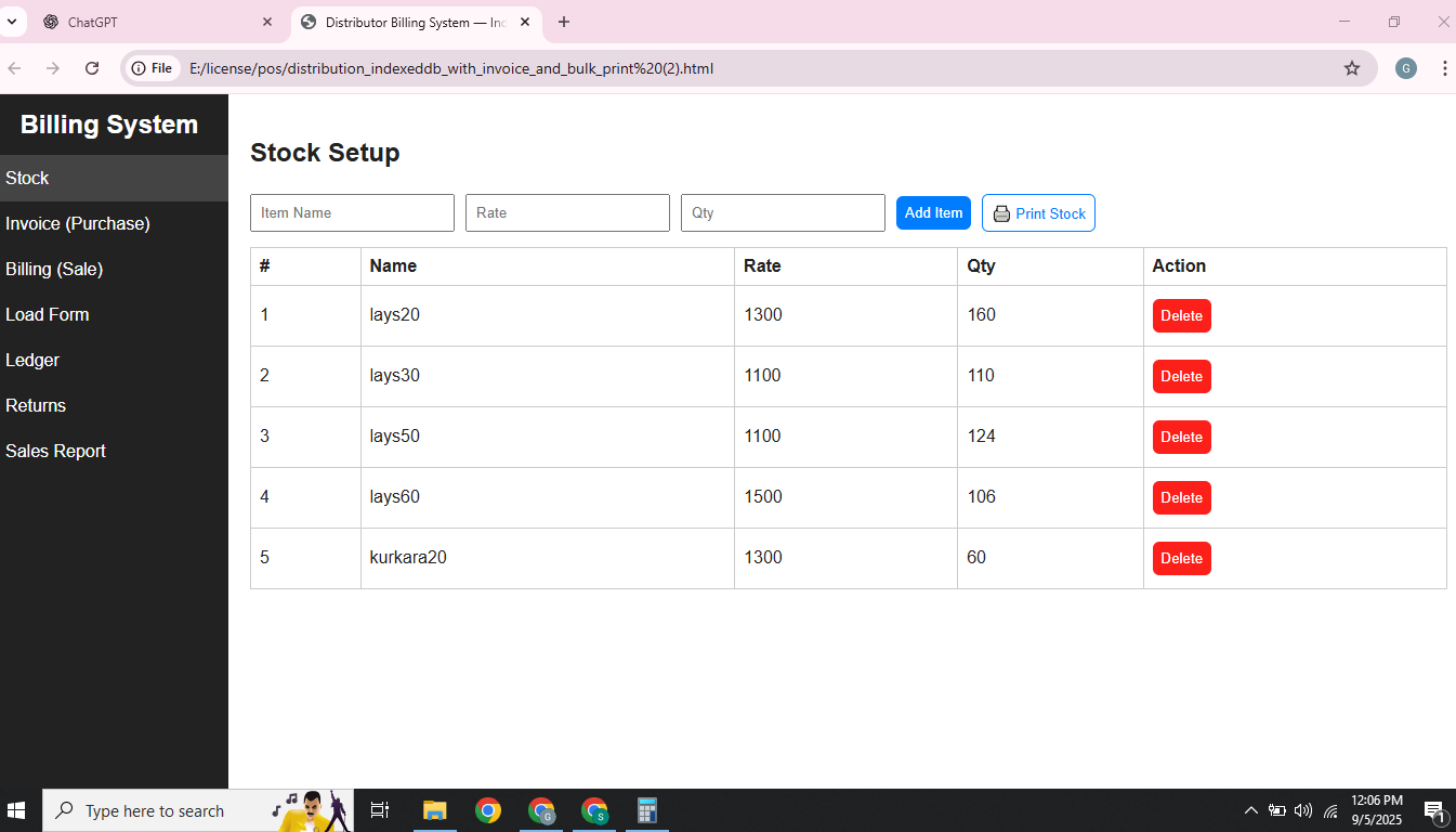 Sales Billing (Shop/Area-wise)