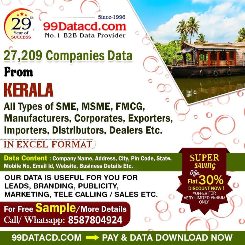 Top List of Manufacturing Companies in Kerala by 99Datacd