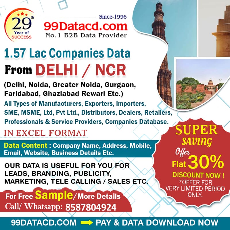 Buy Exclusive List of Companies in Delhi by Database Provider