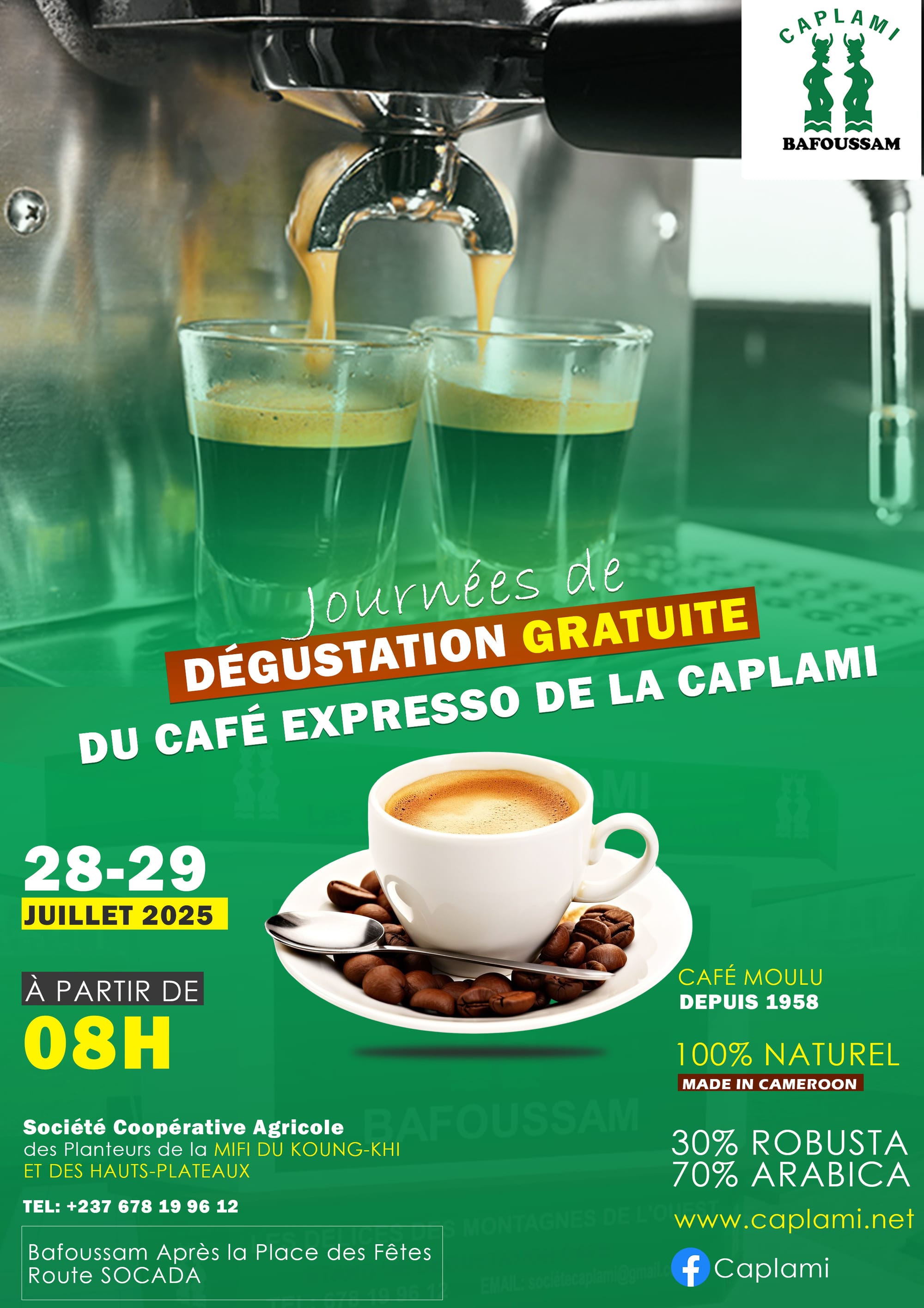 CAPLAMI organise 02 journées de dégustation gratuite de café expresso à Bafoussam