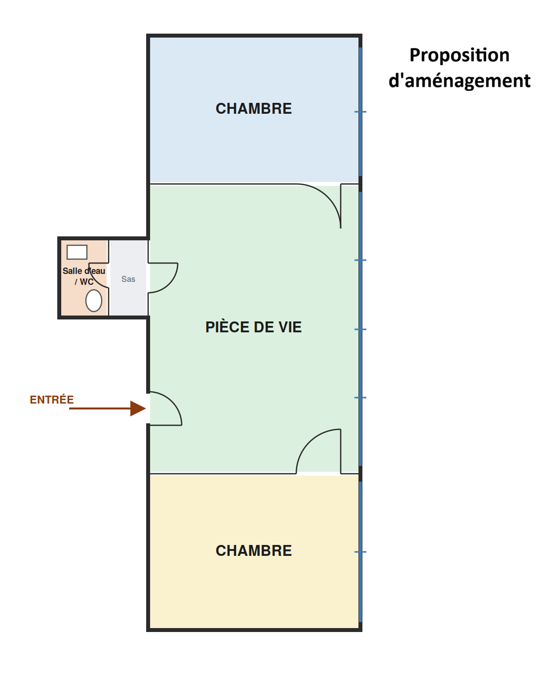 Appartement 3 pièces en dernier étage, calme, lumineux, actuellement utilisé en bureaux (commercialité)