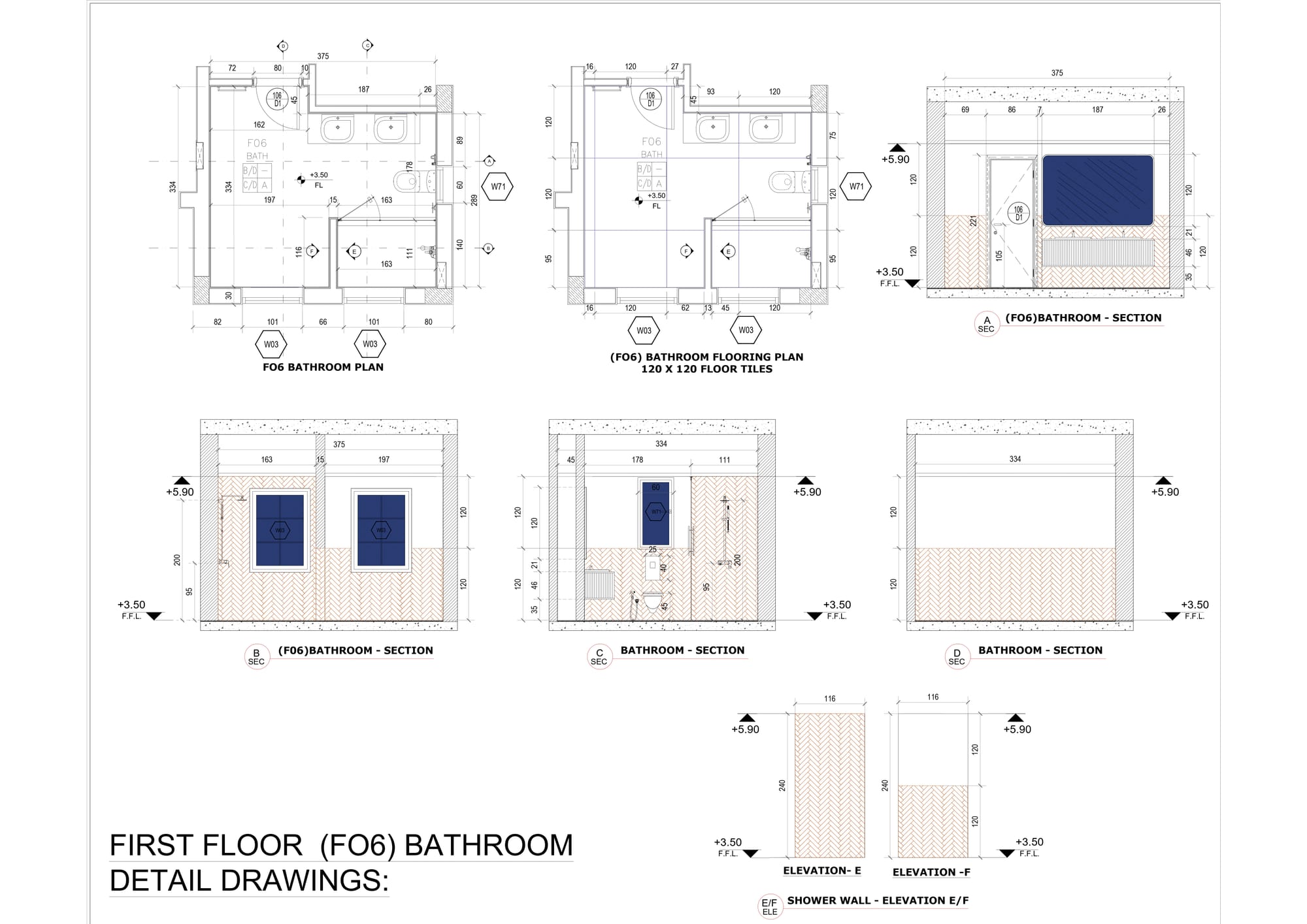 2D Bathroom, Kitchen, living Room, Ding Room, and Cabinets Interior Design