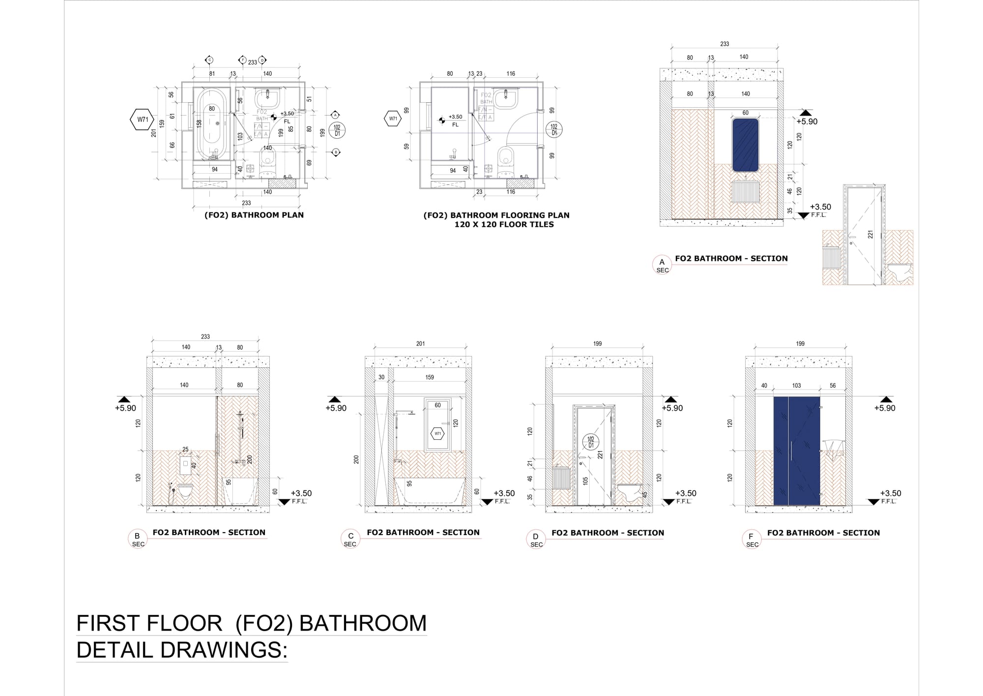 2D Bathroom, Kitchen, living Room, Ding Room, and Cabinets Interior Design