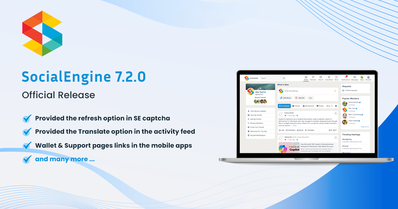 Exciting news: SocialEngine Self-Hosted 7.2.0 is now released