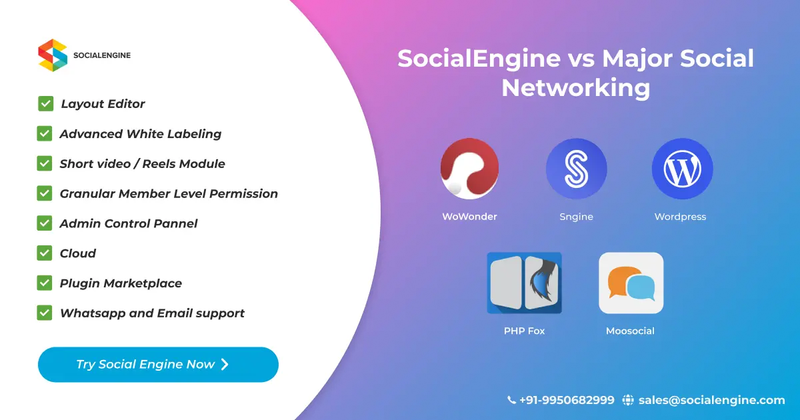 SocialEngine vs Major Social Networking Scripts | Features Comparison