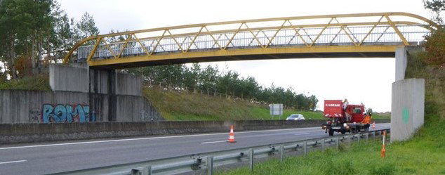 Inspection détaillée passerelle piétonne sur la route de Saint Blaise, commune de  Chevillon sur Huillard, France