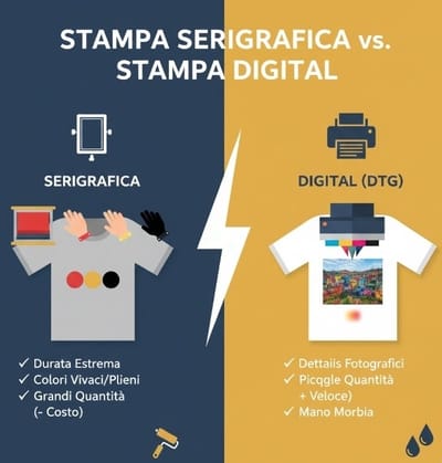 Stampa Serigrafica vs Stampa Digitale: Qual è la scelta giusta per la tua T-shirt personalizzata?