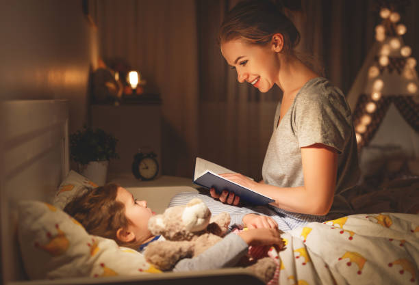 Parent reading a bedtime story to a child