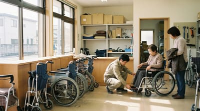 Veteran in a wheelchair spending time with family