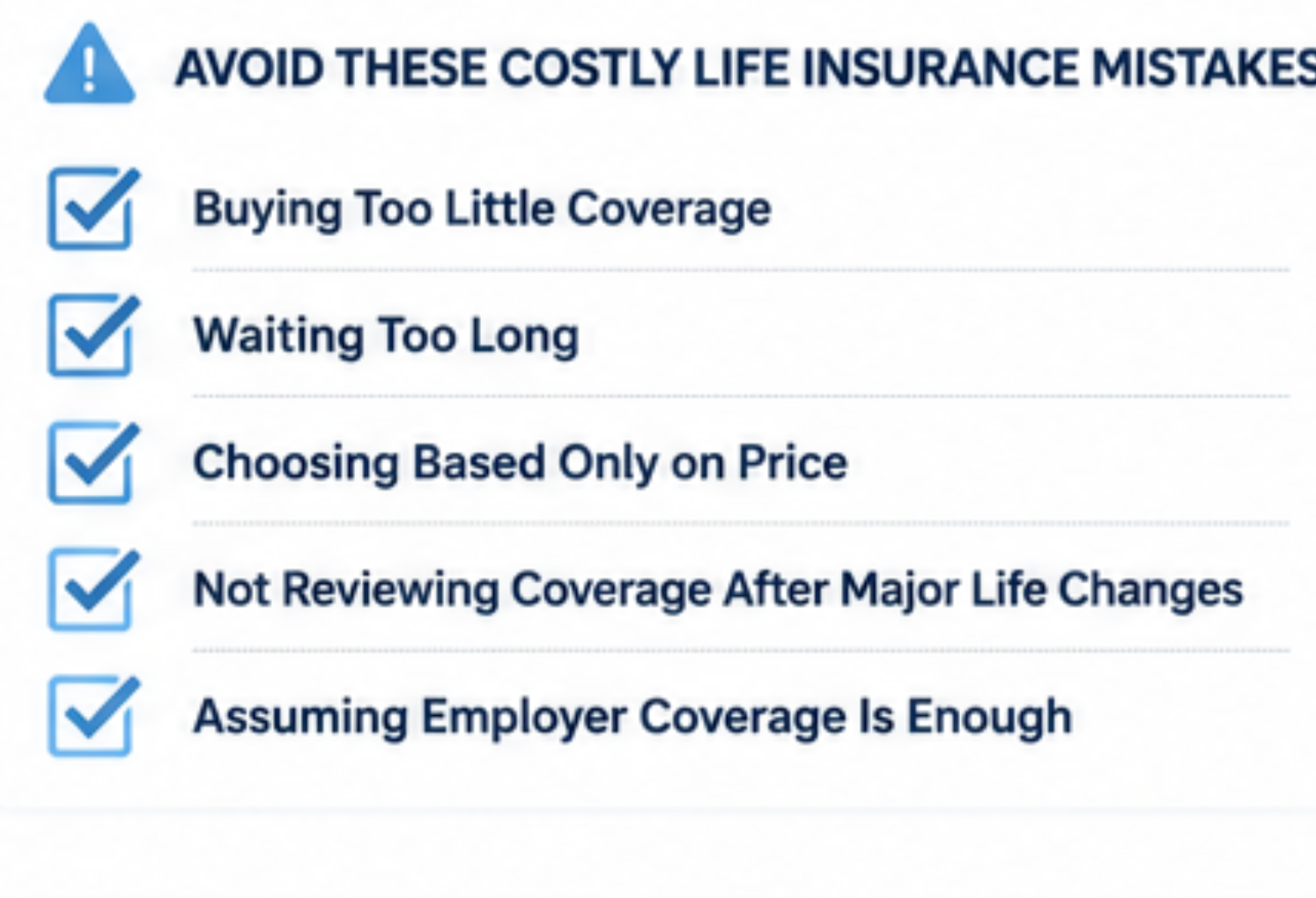 Checklist of common life insurance buying mistakes to avoid