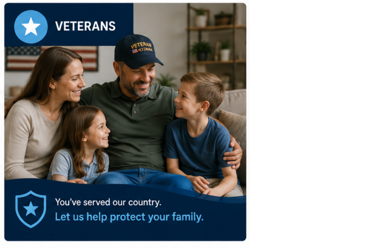 Veteran spending time at home with his family
