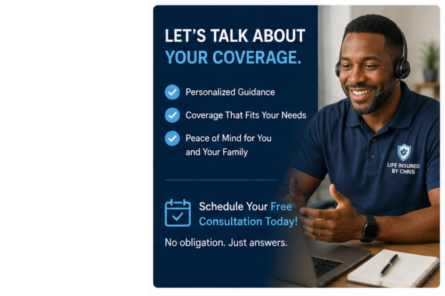 Advisor speaking with a client during a coverage review call