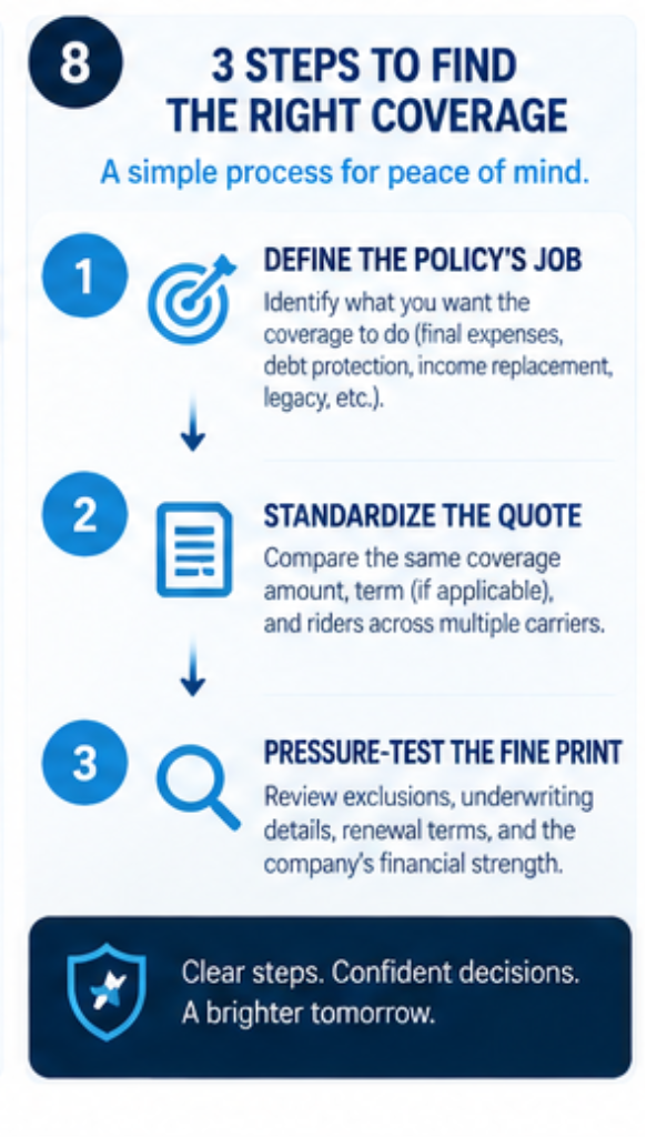 Three steps for seniors to compare life insurance quotes and carriers