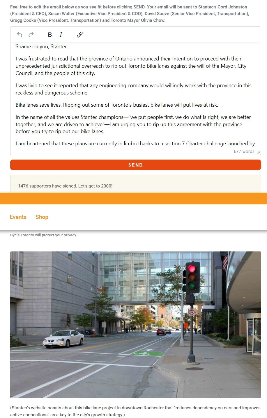 Stantec consulting Lt are not acting under their values