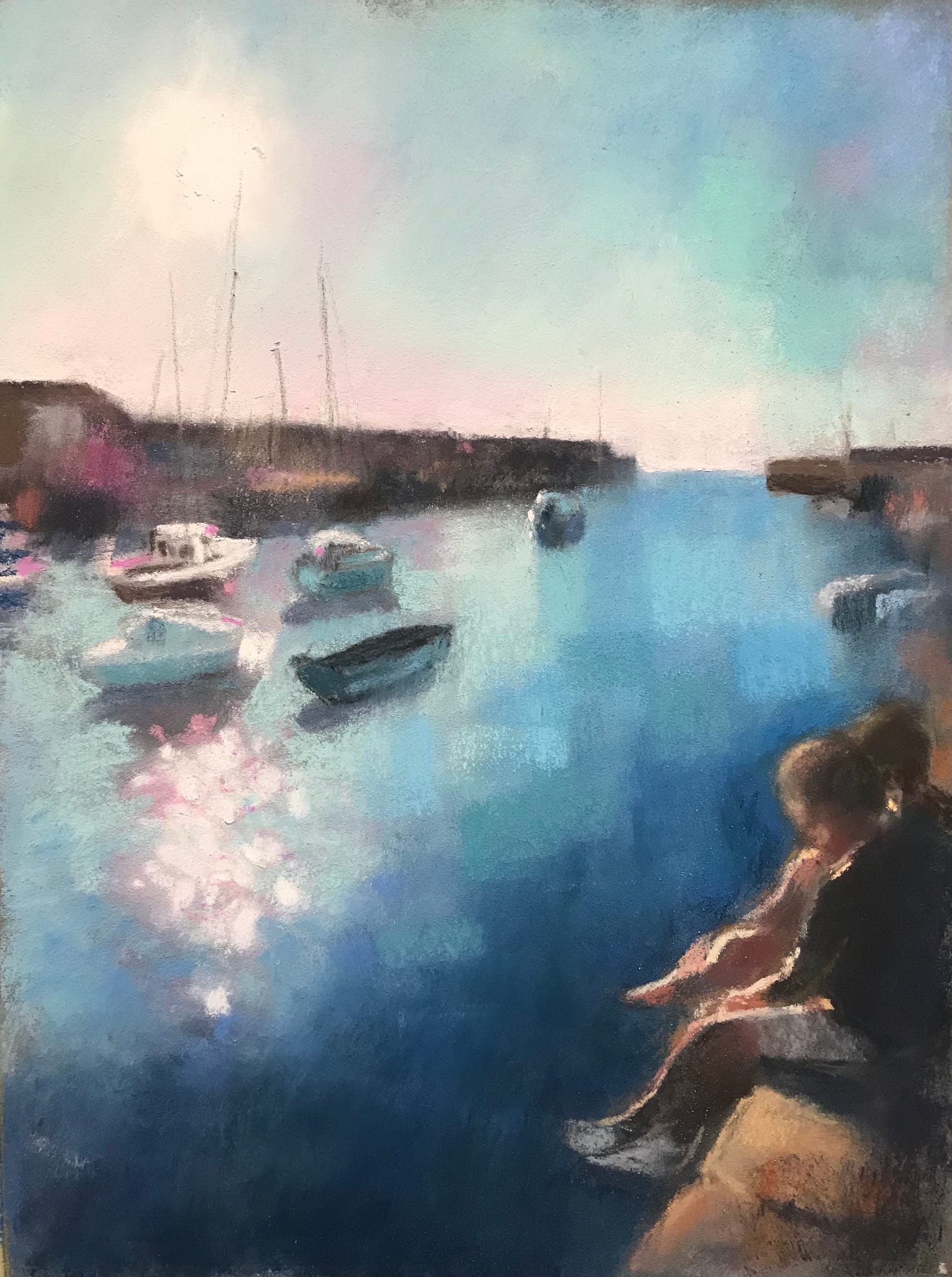 Aberaeron harbour awaiting sunset